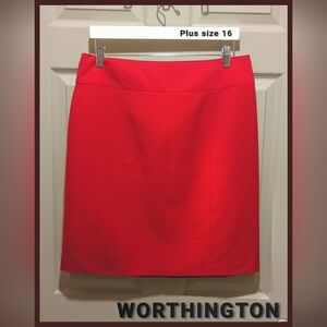 Vibrant Plus Size Red Worthington Women's Skirt  Sz 16 Like New